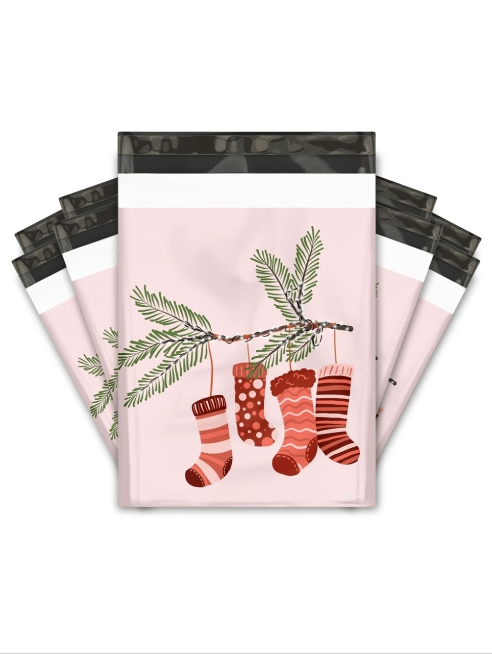 25ct, 10x13 "CHRISTMAS STOCKINGS" POLY MAILERS